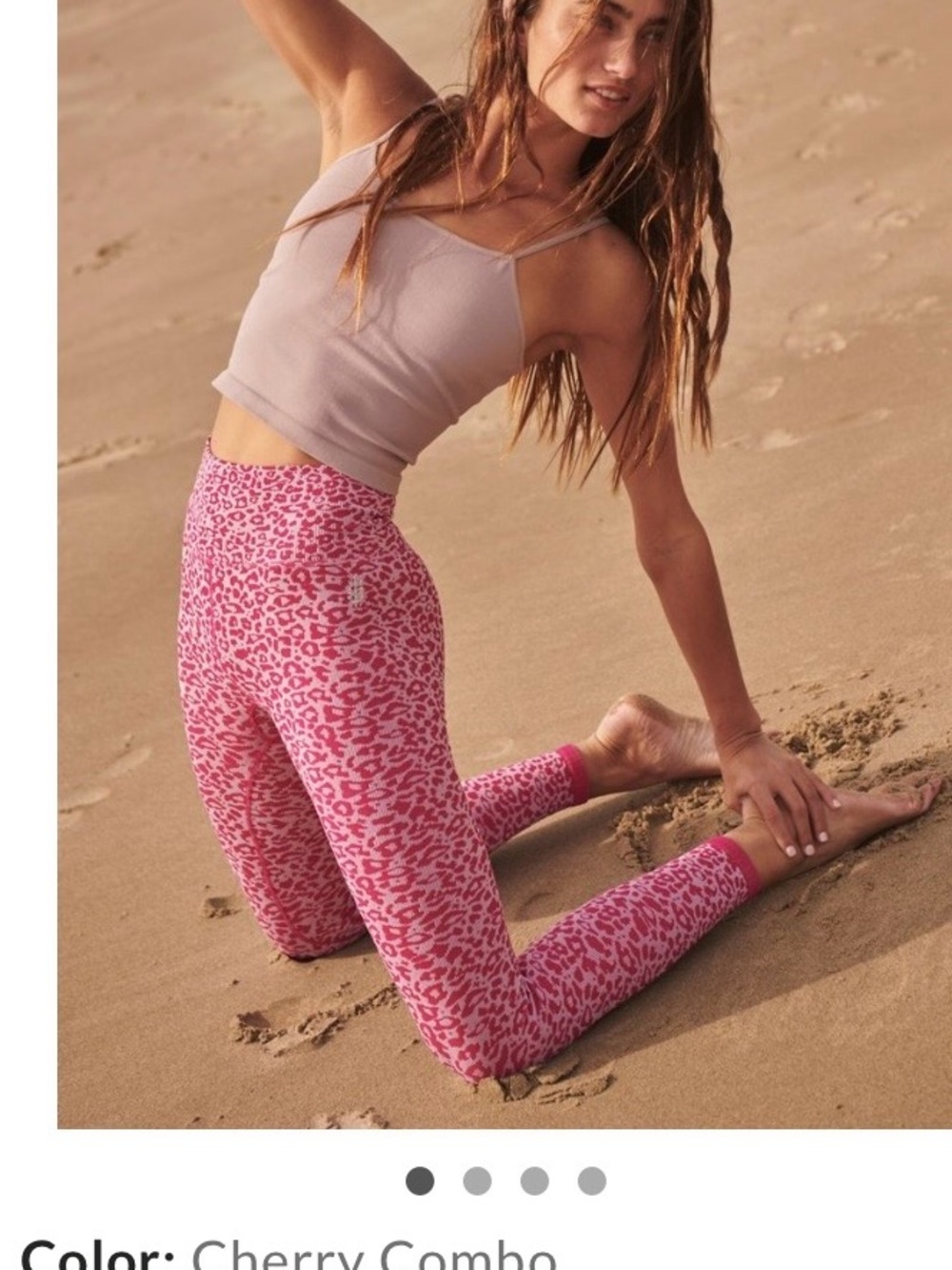 Free People, Good Karma Pink Cherry Combo Leopard Print High-Waist Leggings